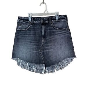 Free People We The Free‎ Black Denim Frayed Hem Mini Skirt Size 28